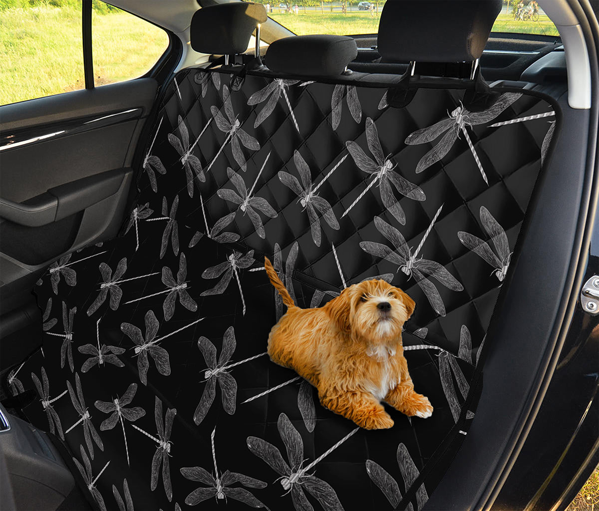 Silver Dragonfly Pattern Print Pet Car Back Seat Cover
