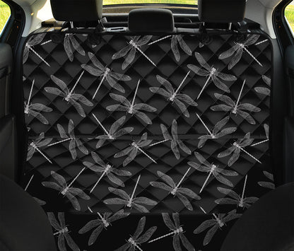 Silver Dragonfly Pattern Print Pet Car Back Seat Cover