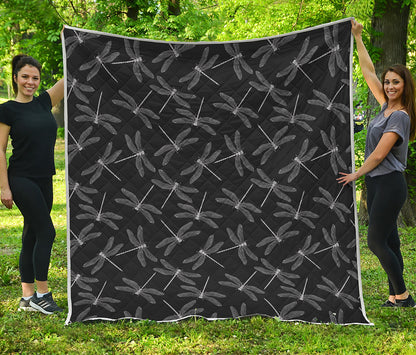 Silver Dragonfly Pattern Print Quilt