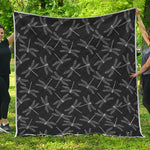 Silver Dragonfly Pattern Print Quilt