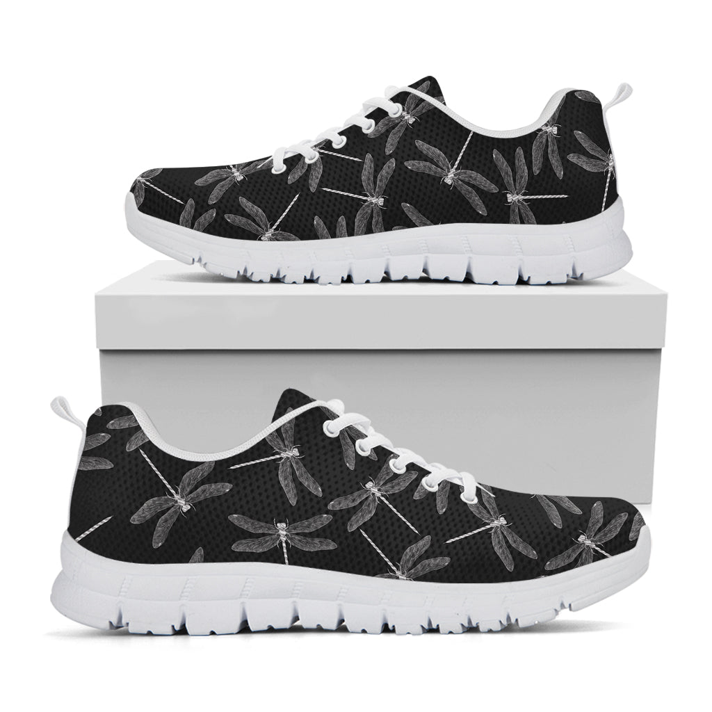Silver Dragonfly Pattern Print White Sneakers