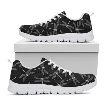 Silver Dragonfly Pattern Print White Sneakers