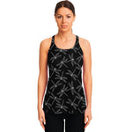 Silver Dragonfly Pattern Print Women's Racerback Tank Top