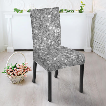 Silver Glitter Artwork Print Dining Chair Slipcover