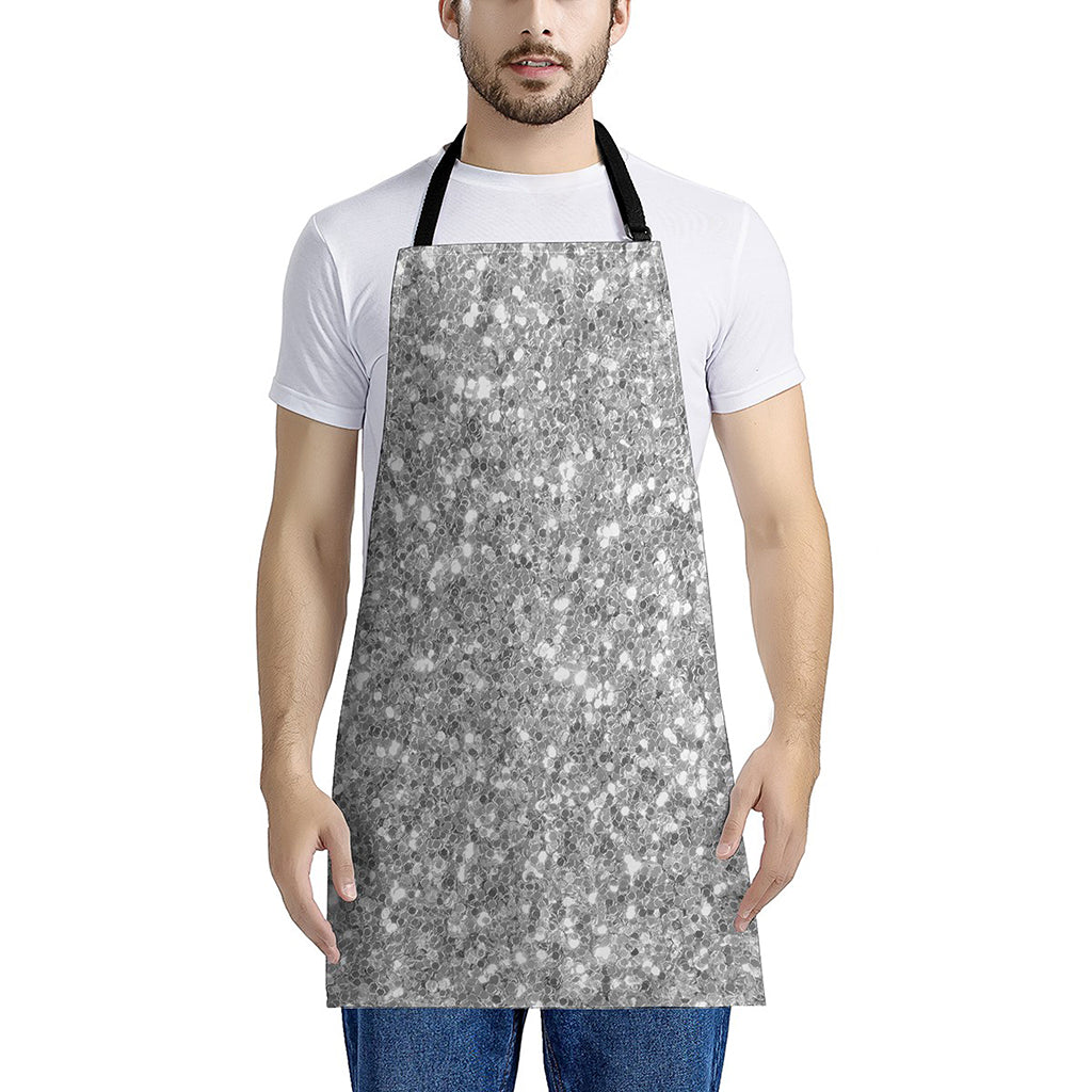 Silver Glitter Artwork Print (NOT Real Glitter) Apron