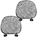 Silver (NOT Real) Glitter Print Car Headrest Covers