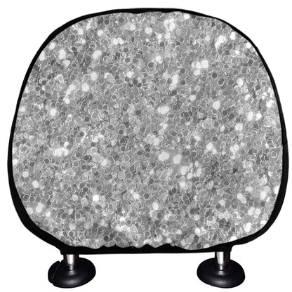 Silver Glitter Artwork Print (NOT Real Glitter) Car Headrest Covers