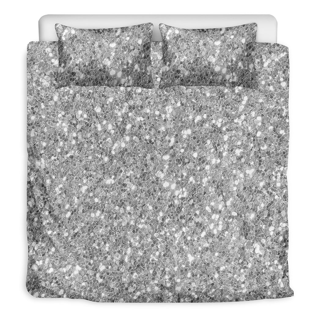 Silver Glitter Artwork Print (NOT Real Glitter) Duvet Cover Bedding Set