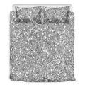 Silver (NOT Real) Glitter Print Duvet Cover Bedding Set