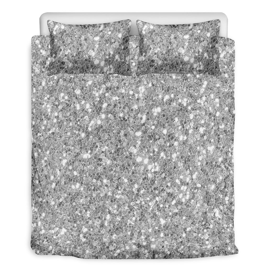 Silver Glitter Artwork Print (NOT Real Glitter) Duvet Cover Bedding Set
