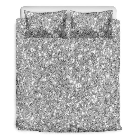 Silver Glitter Artwork Print (NOT Real Glitter) Duvet Cover Bedding Set
