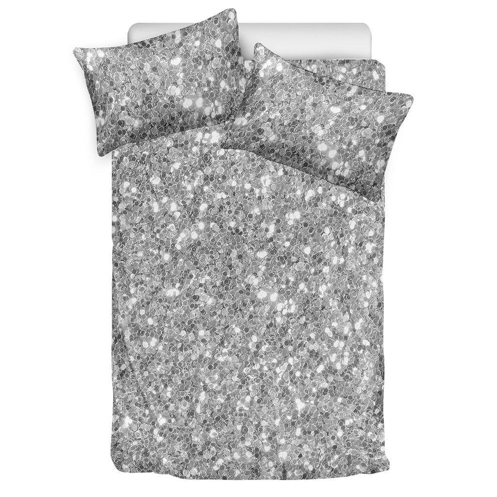 Silver Glitter Artwork Print (NOT Real Glitter) Duvet Cover Bedding Set