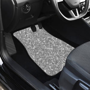 Silver Glitter Artwork Print (NOT Real Glitter) Front and Back Car Floor Mats