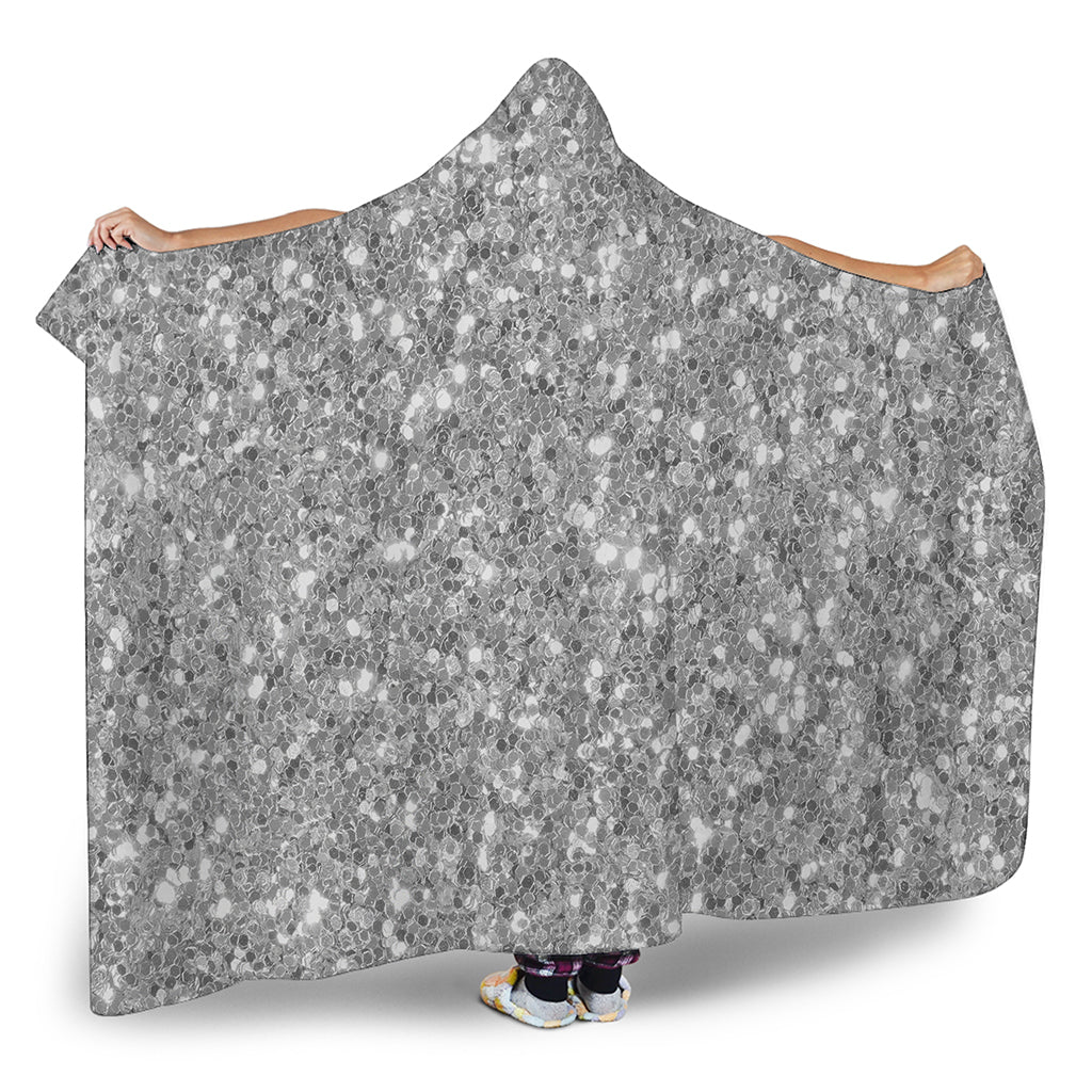 Silver Glitter Artwork Print (NOT Real Glitter) Hooded Blanket