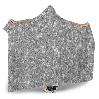 Silver Glitter Artwork Print (NOT Real Glitter) Hooded Blanket