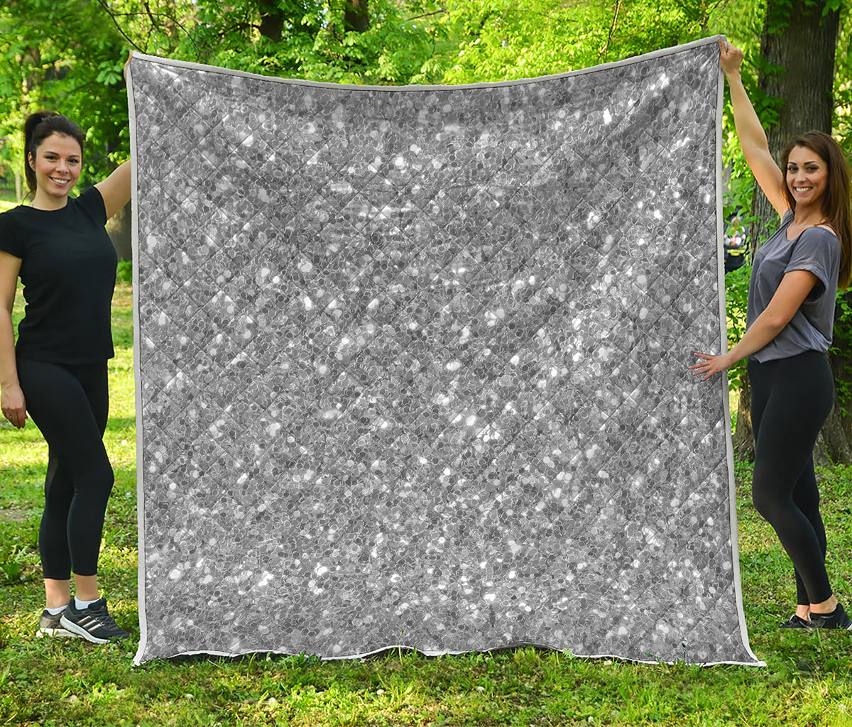 Silver Glitter Artwork Print (NOT Real Glitter) Quilt