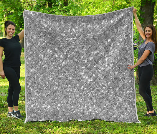 Silver Glitter Artwork Print (NOT Real Glitter) Quilt