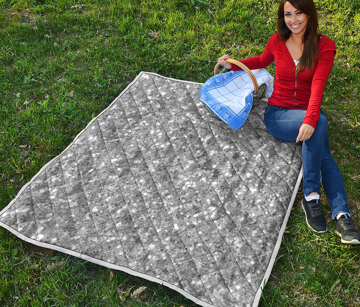 Silver Glitter Artwork Print (NOT Real Glitter) Quilt