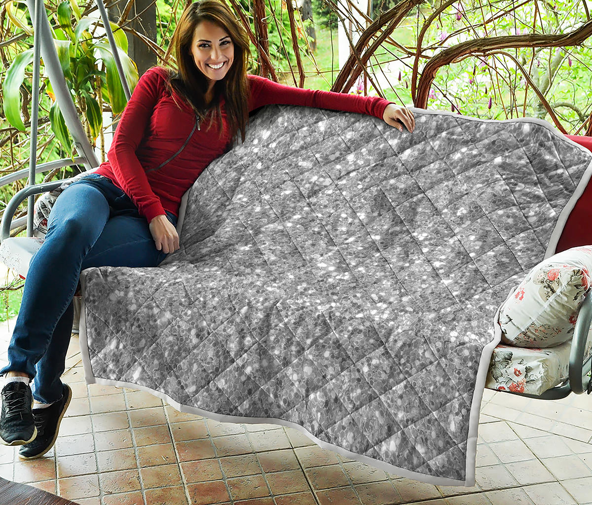Silver Glitter Artwork Print (NOT Real Glitter) Quilt