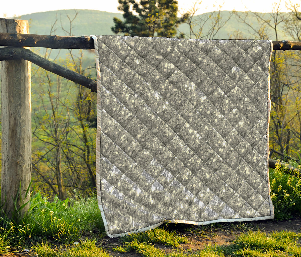 Silver Glitter Artwork Print (NOT Real Glitter) Quilt