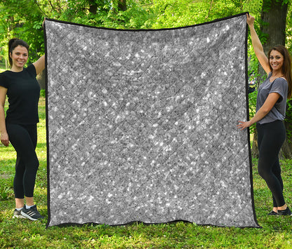 Silver Glitter Artwork Print (NOT Real Glitter) Quilt