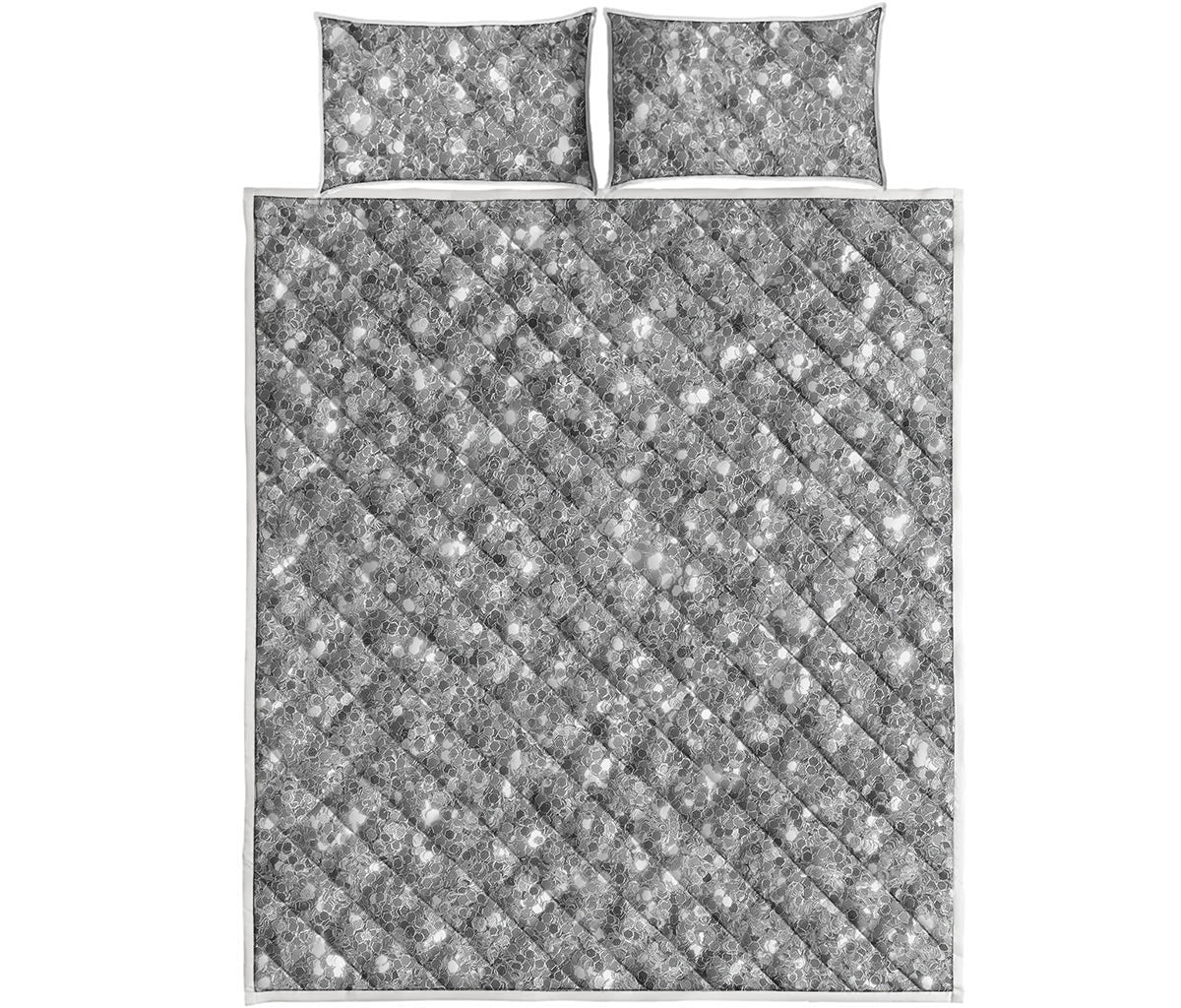Silver Glitter Artwork Print (NOT Real Glitter) Quilt Bed Set
