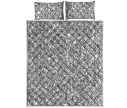 Silver Glitter Artwork Print (NOT Real Glitter) Quilt Bed Set