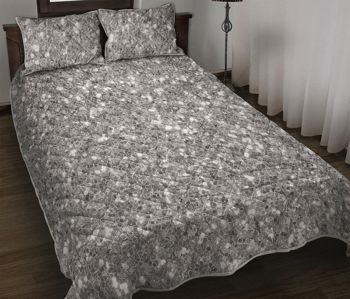 Silver Glitter Artwork Print (NOT Real Glitter) Quilt Bed Set