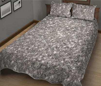 Silver Glitter Artwork Print (NOT Real Glitter) Quilt Bed Set