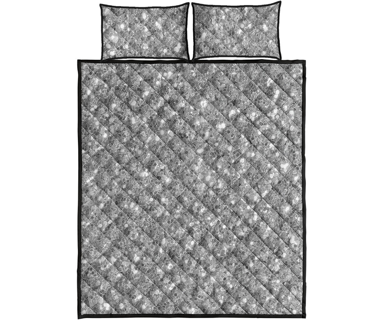 Silver Glitter Artwork Print (NOT Real Glitter) Quilt Bed Set