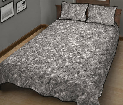 Silver Glitter Artwork Print (NOT Real Glitter) Quilt Bed Set