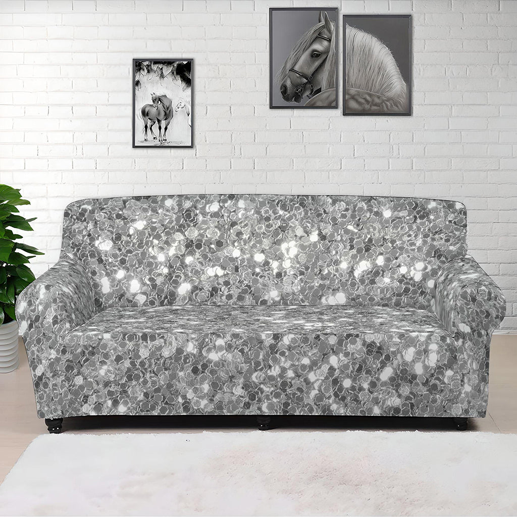 Silver Glitter Artwork Print (NOT Real Glitter) Sofa Cover