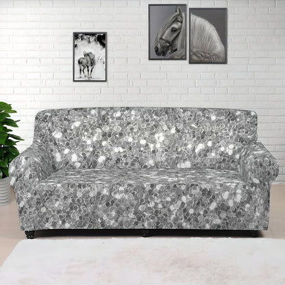 Silver Glitter Artwork Print (NOT Real Glitter) Sofa Cover