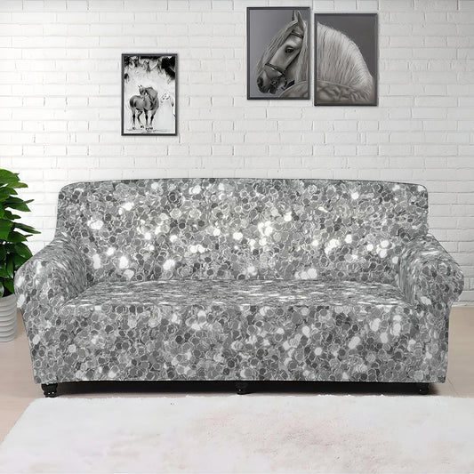 Silver Glitter Artwork Print (NOT Real Glitter) Sofa Cover