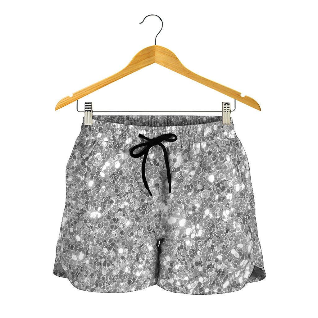 Silver Glitter Artwork Print (NOT Real Glitter) Women's Shorts