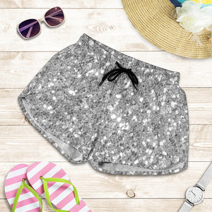 Silver Glitter Artwork Print (NOT Real Glitter) Women's Shorts