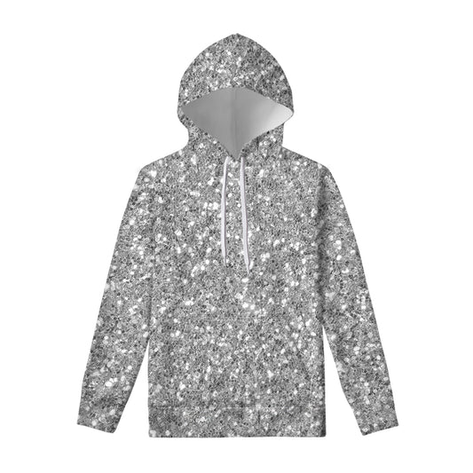 Silver Glitter Artwork Print Pullover Hoodie