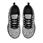 Silver Glitter Texture Print Black Sneakers