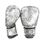 Silver Glitter Texture Print Boxing Gloves