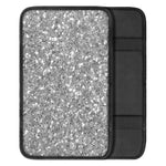 Silver Glitter Texture Print Car Center Console Cover