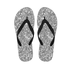 Silver Glitter Texture Print Flip Flops