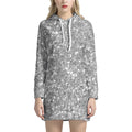 Silver (NOT Real) Glitter Print Pullover Hoodie Dress