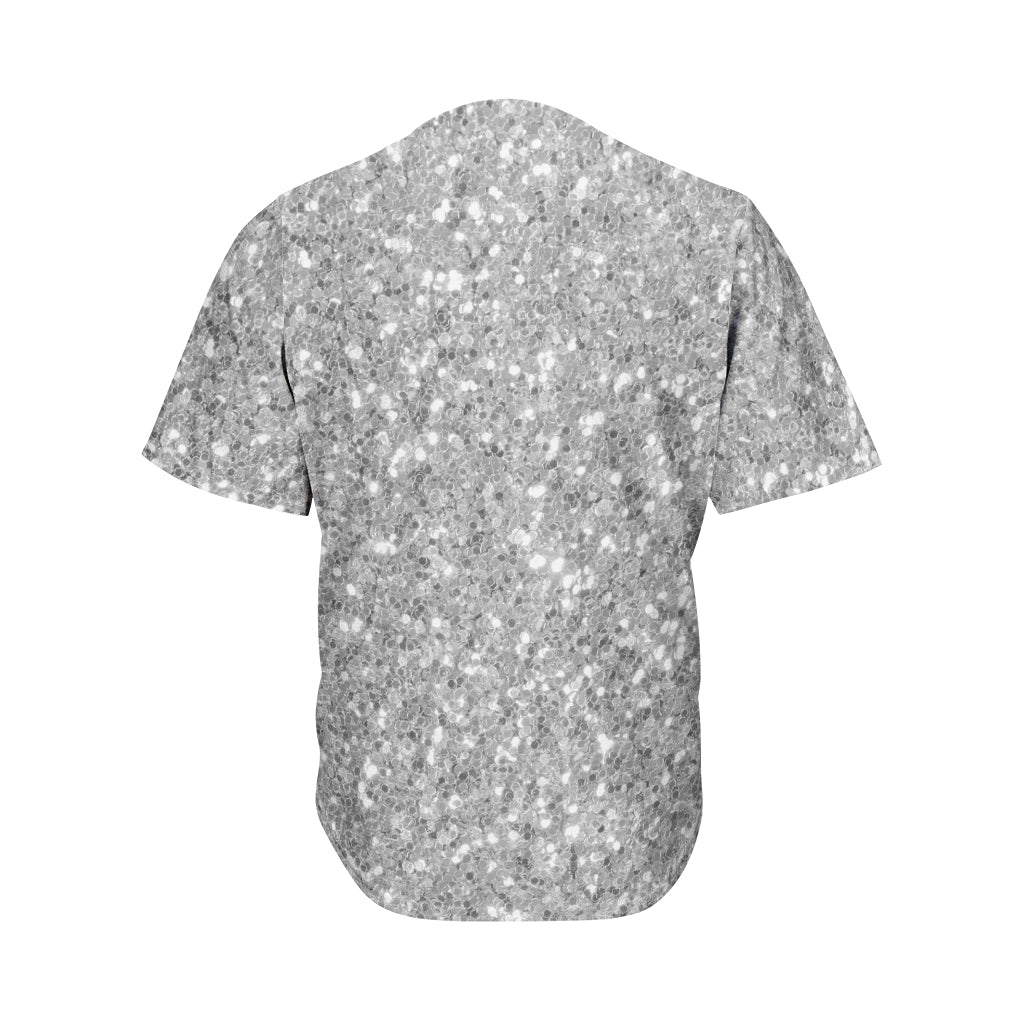 Silver Glitter Texture Print Men's Baseball Jersey