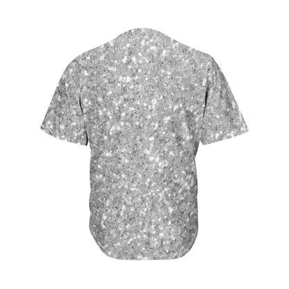 Silver Glitter Texture Print Men's Baseball Jersey