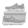 Silver (NOT Real) Glitter Print White Running Shoes