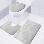 Silver Grey Marble Print 3 Piece Bath Mat Set