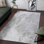 Silver Grey Marble Print Area Rug GearFrost