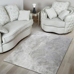 Silver Grey Marble Print Area Rug GearFrost