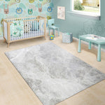 Silver Grey Marble Print Area Rug GearFrost