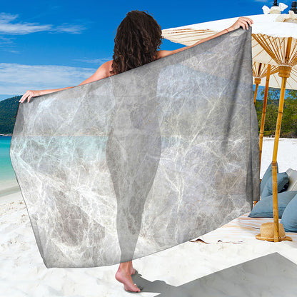 Silver Grey Marble Print Beach Sarong Wrap